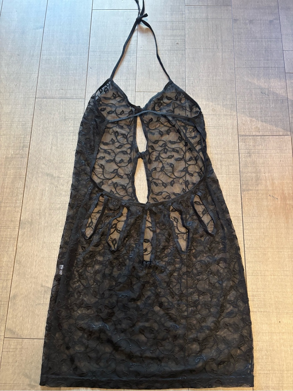 ♥️5/$25♥️Rare Vintage Egyptian Lace Halter Mini Dress - Picture 4 of 6
